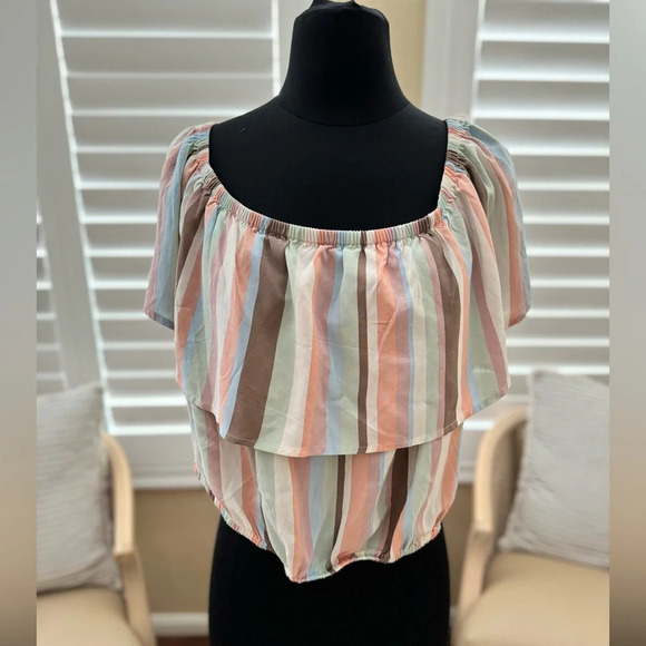 NWT | Torrid | Midi Challis Off Shoulder Stripe Off Shoulder Top - Size 2 (2X) - Picture 4 of 7